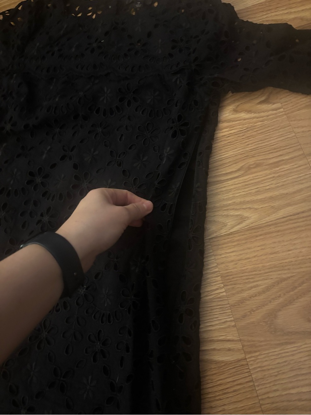 J. Crew Black Eyelet Mini Dress with Floral Cutouts - Picture 10 of 12